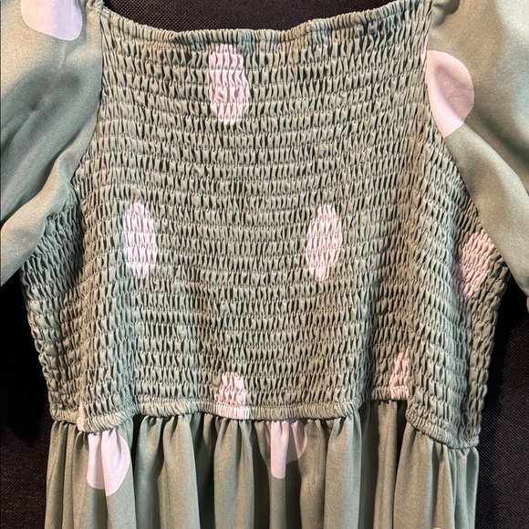 ✨ Sage Green Polka Dot Cottagecore Dress ✨ - Picture 3 of 7